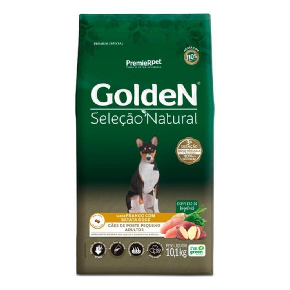 Ração Golden Seleção Natural para Cães Adultos de Porte Pequeno Sabor Frango com Batata Doce 10,1kg