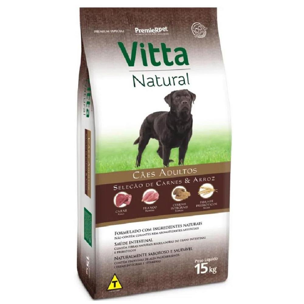 VittA Natural Cães Adultos Carne e Arroz 15 kg