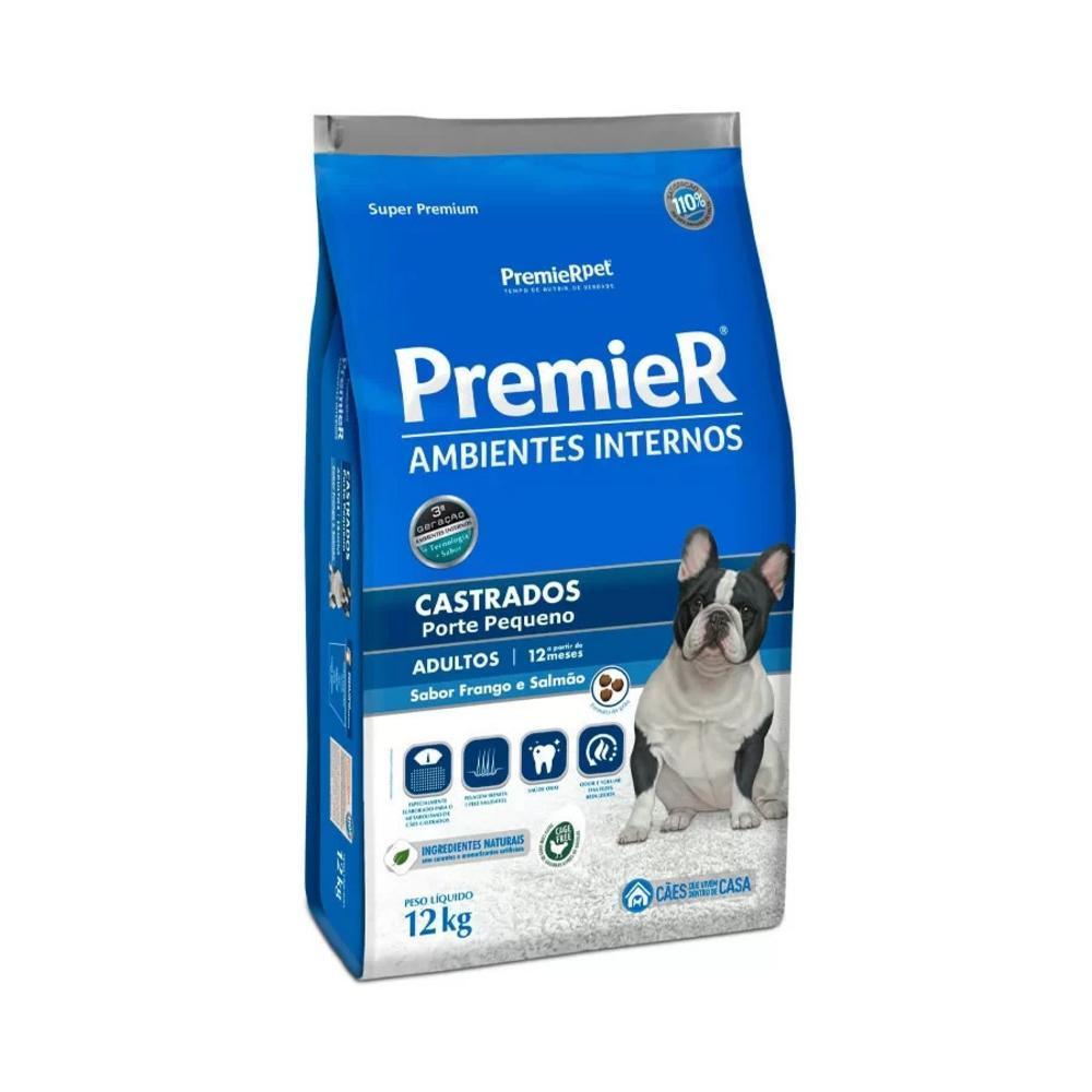 Ração Premier Ambientes Internos para Cães Adultos Castrados Sabor Frango e Salmão 2.5kg