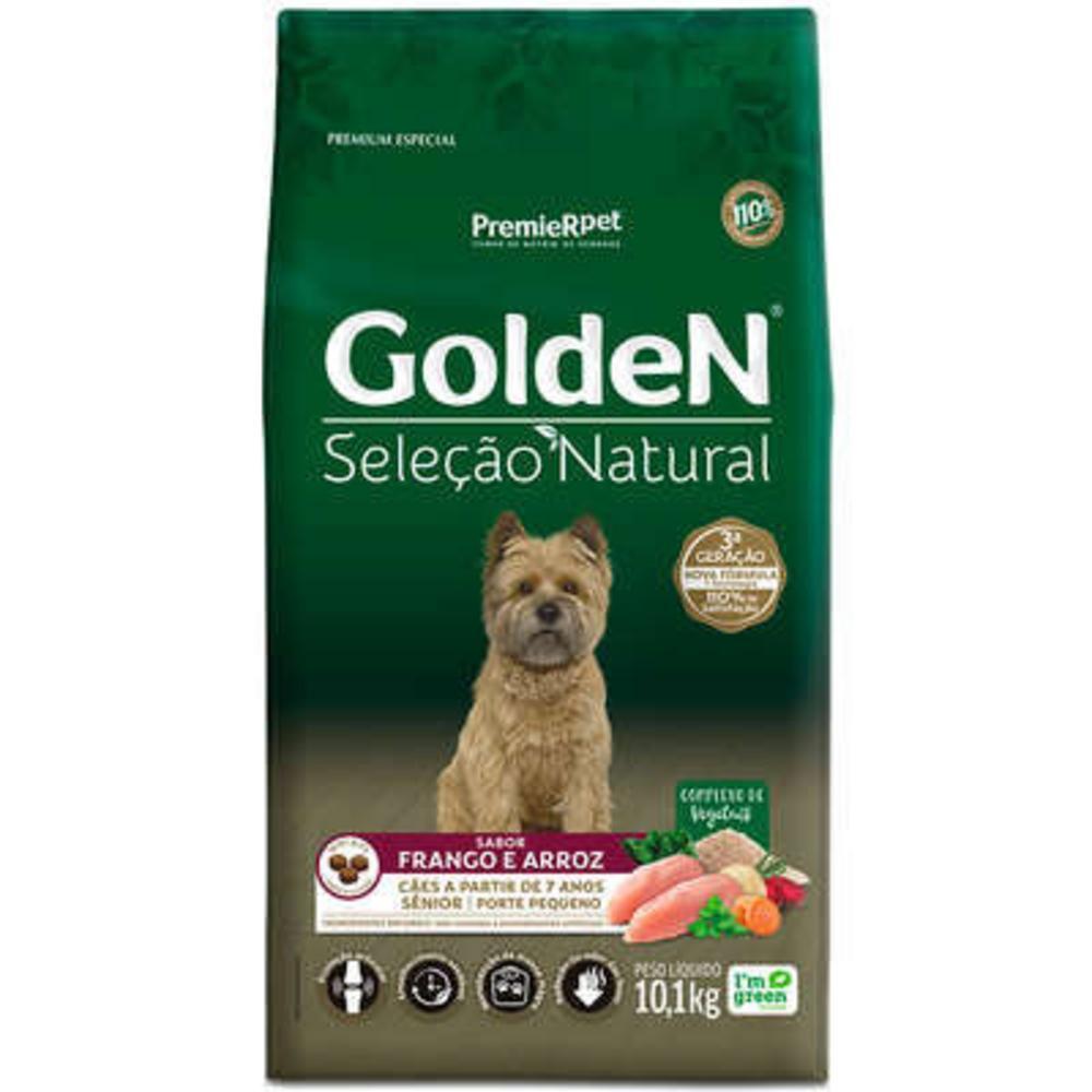 Ração Seca GoldeN Seleção Natural Frango e Arroz para Cães Sênior de Porte Pequeno - 10,1Kg